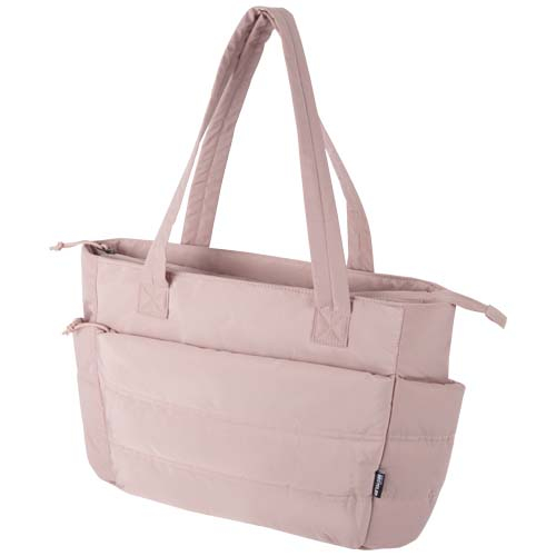 Sac ordinateur matelassé recyclé 15,6" personnalisé Puffer Rose poudré
